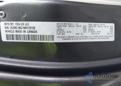 2022 Chrysler Pacifica Touring L from USA, damaged, VIN 2C4RC1BG1NR170122